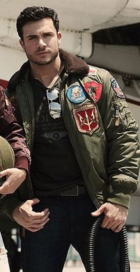 Бомбер Top Gun Official B-15 Men's Flight Bomber Jacket With Patches TGJ1542P (Olive)