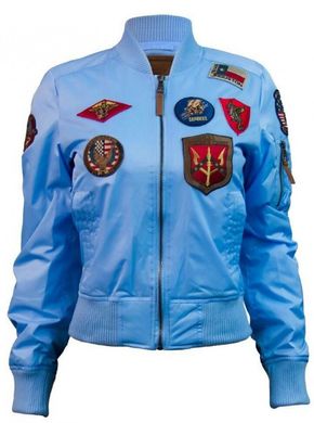 Женский бомбер Miss Top Gun MA-1 jacket with patches TGJ1573P-S (Light Blue)