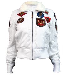 Оригинальный женский бомбер Miss Top Gun B-15 flight jacket with patches TGJ1676 (White)