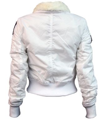 Оригинальный женский бомбер Miss Top Gun B-15 flight jacket with patches TGJ1676 (White)